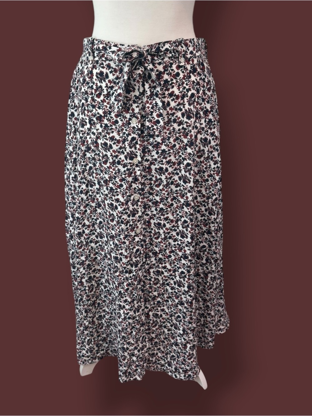Comptoir des Cotonniers Floral Button-Front Midi Skirt with Belt size L